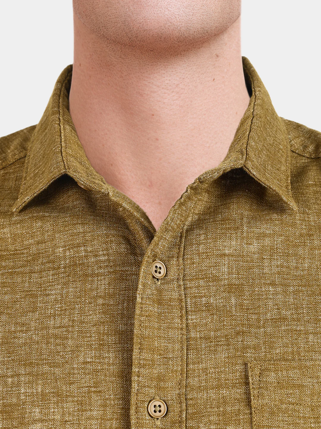Men's Khaki Slim Fit Solid Casual Shirts - Image 3