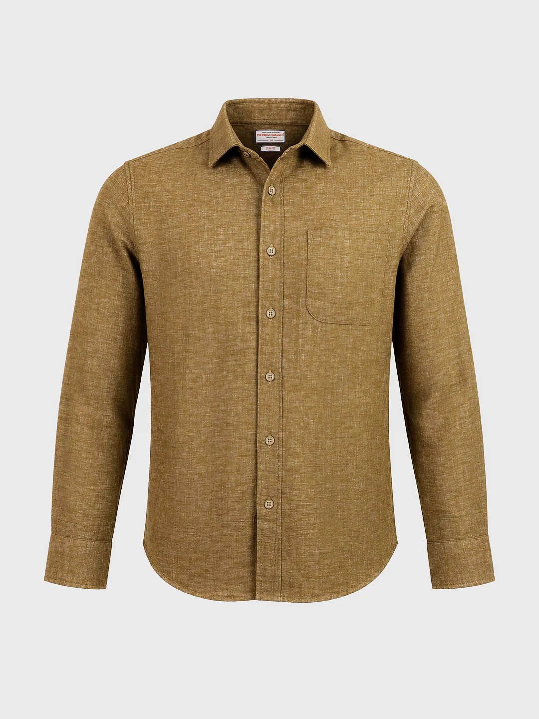 Men's Khaki Slim Fit Solid Casual Shirts - Image 6