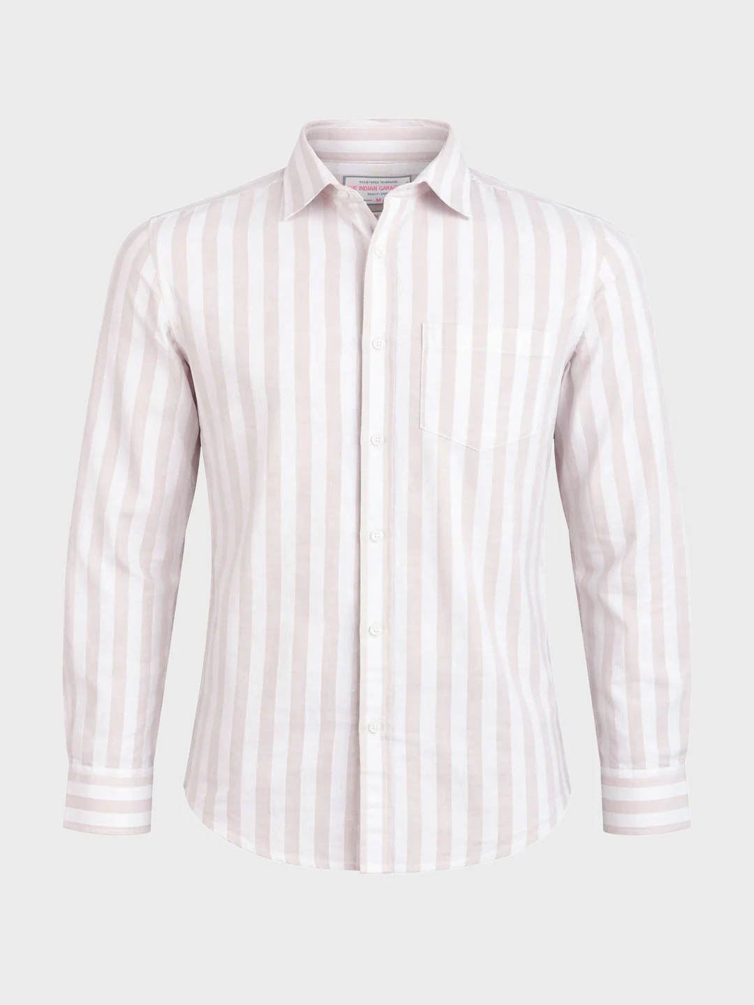 Men's Khaki Slim Fit Striped Casual Shirt - Image 6