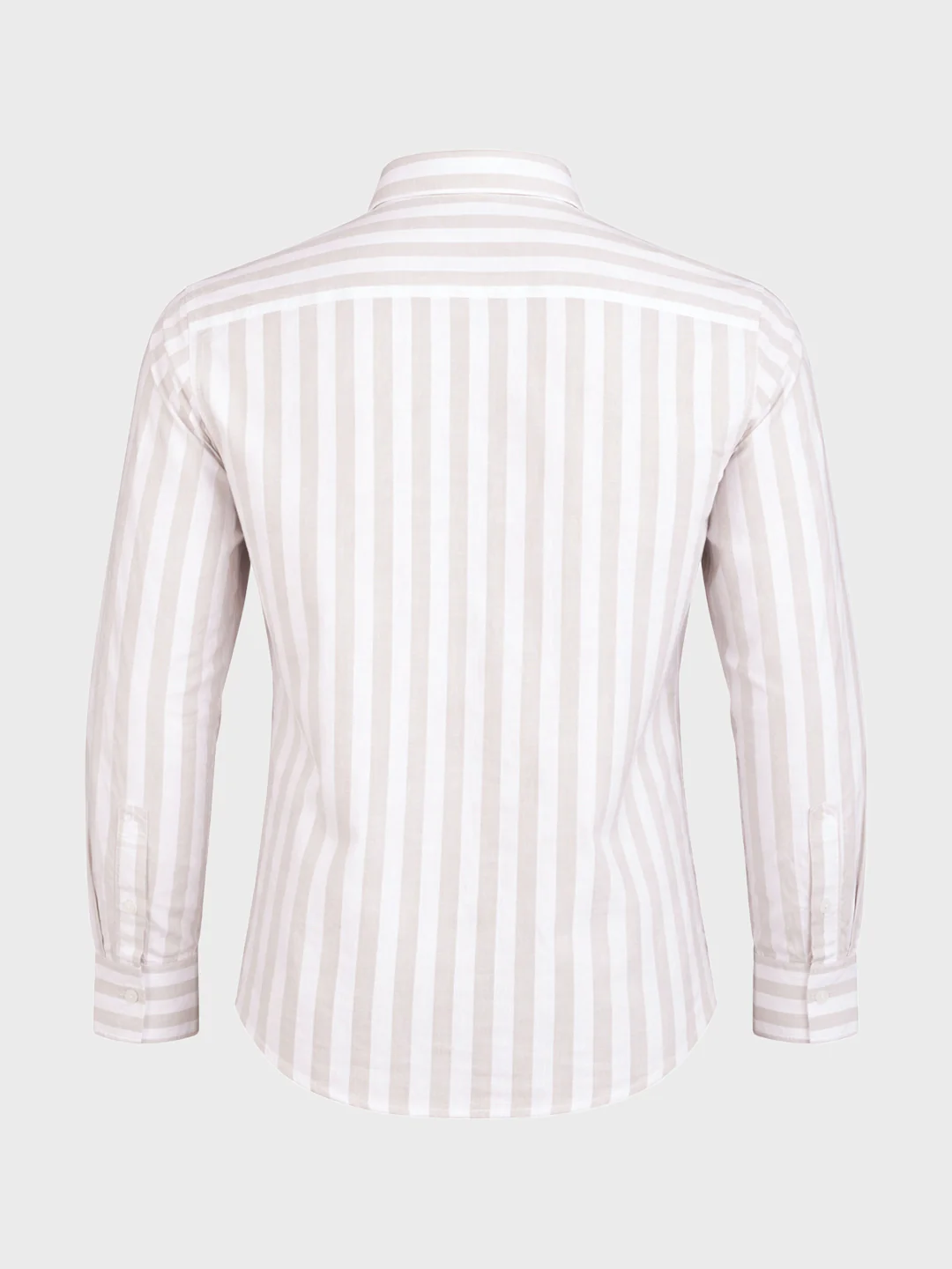 Men's Khaki Slim Fit Striped Casual Shirt - Image 7