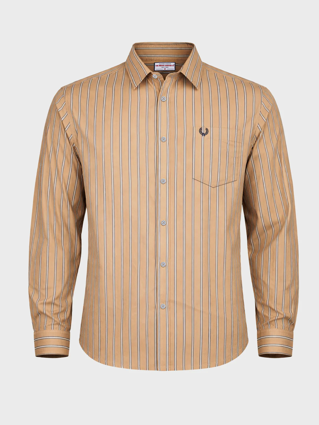 Men's Khaki Slim Fit Striped Casual Shirt - Image 4