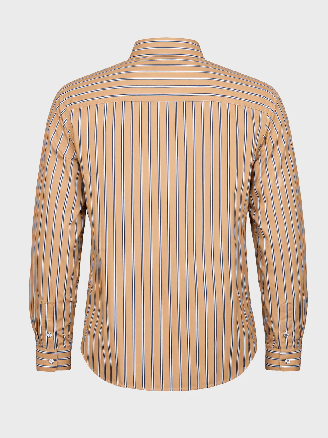 Men's Khaki Slim Fit Striped Casual Shirt - Image 5