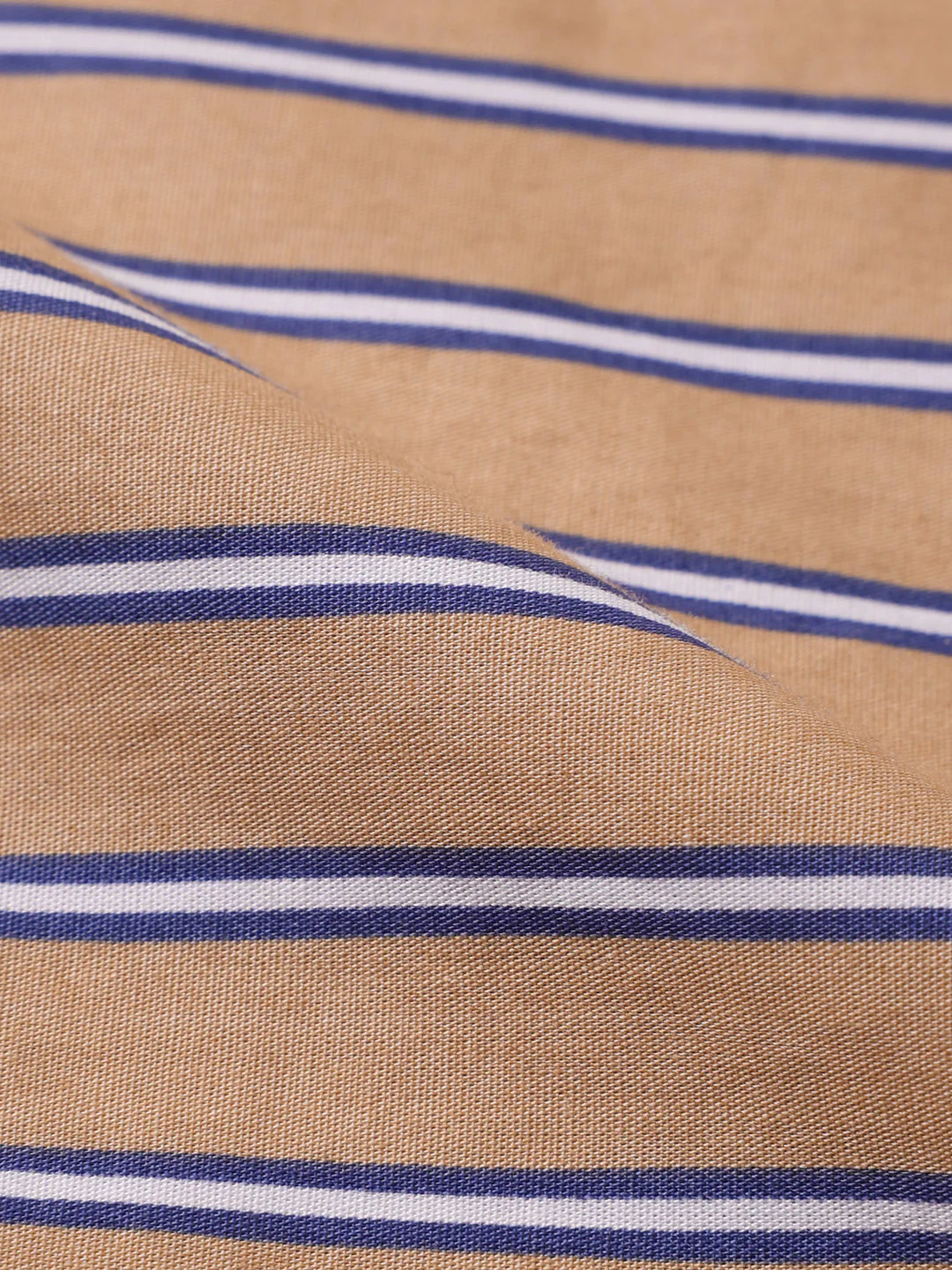 Men's Khaki Slim Fit Striped Casual Shirt - Image 6
