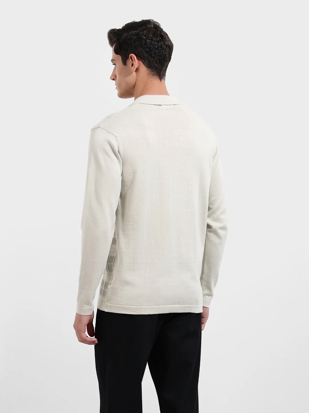 Men's Green Slim Fit Flat Knit Textured Shirt - Image 7