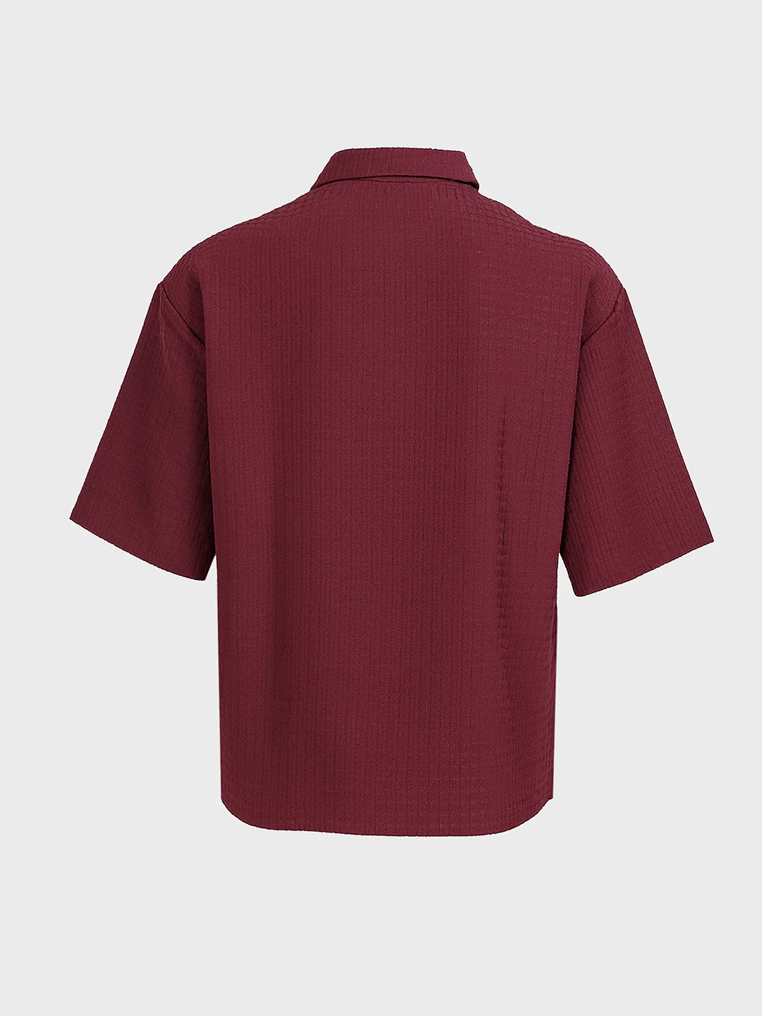 Men's Maroon Boxy Fit Textured Casual T-Shirt - Image 4