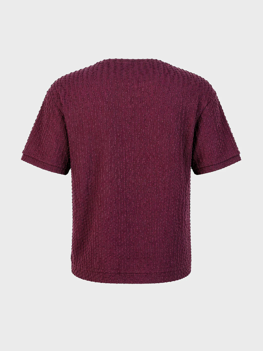 Men's Maroon Boxy Fit Textured Resort Wear T-Shirt - Image 5