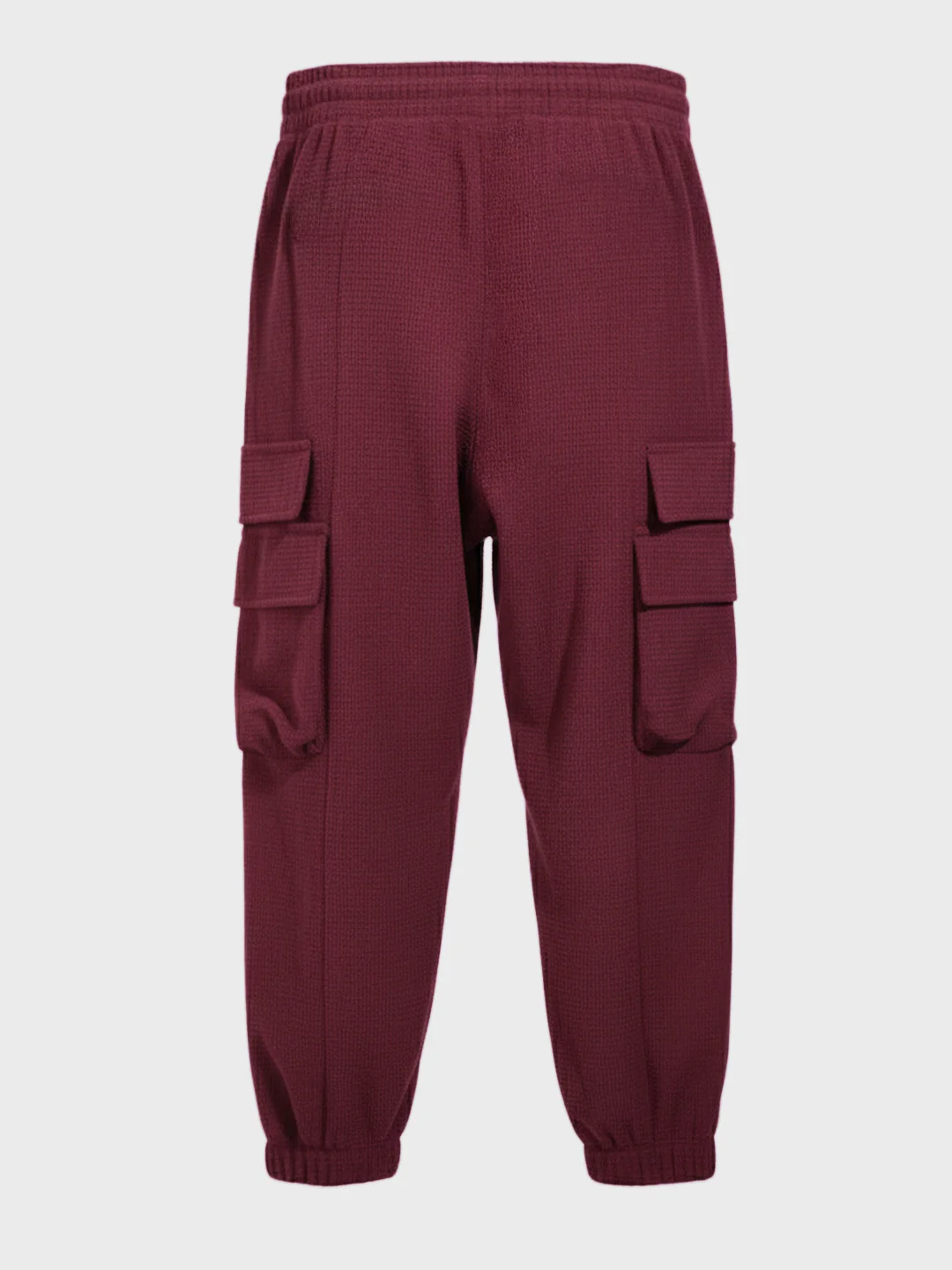 Men's Maroon Loose Fit Solid Utility Joggers - Image 4