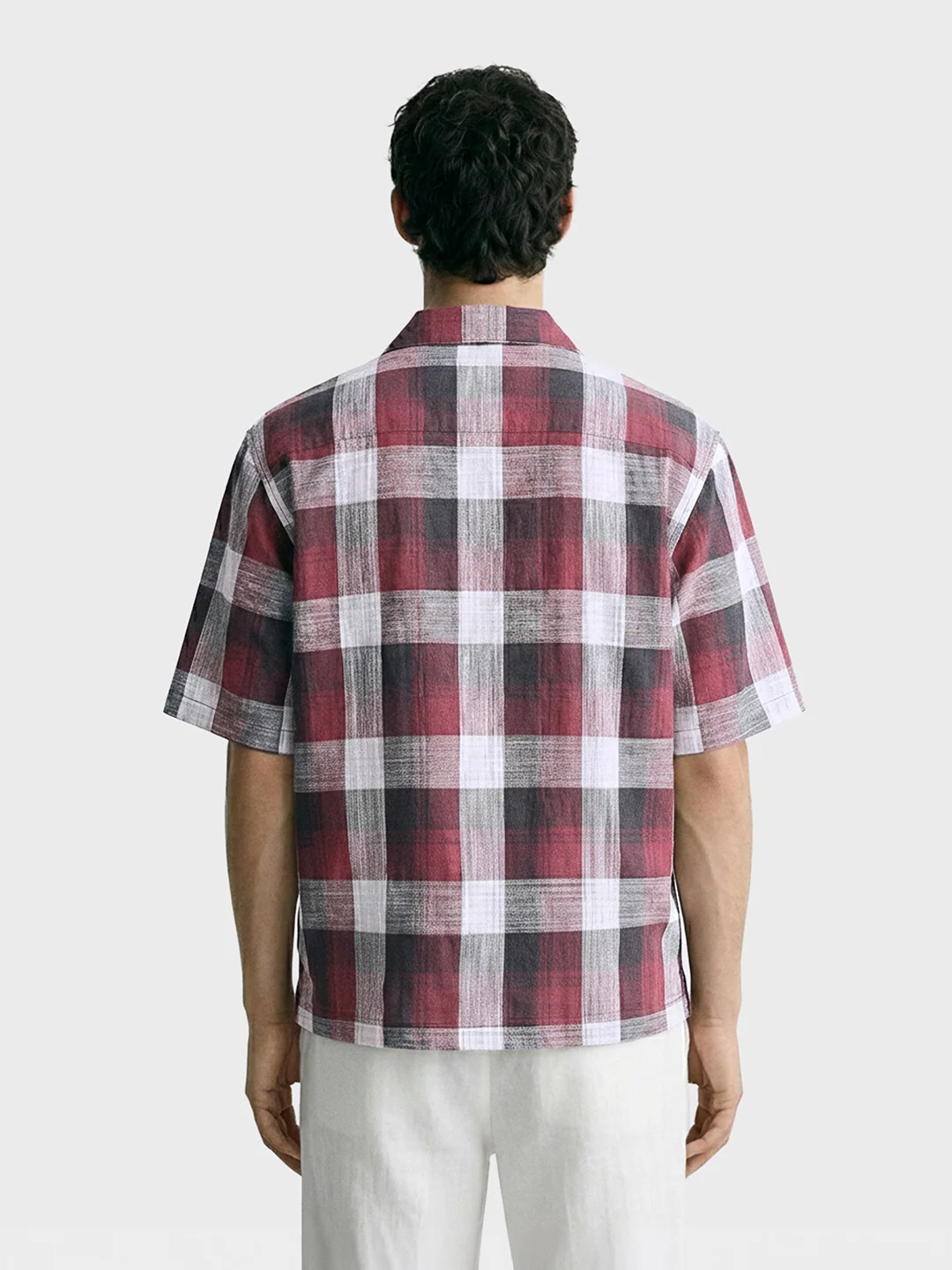 Men's Maroon Oversized Fit Embroidered Resort Wear Shirt - Image 2