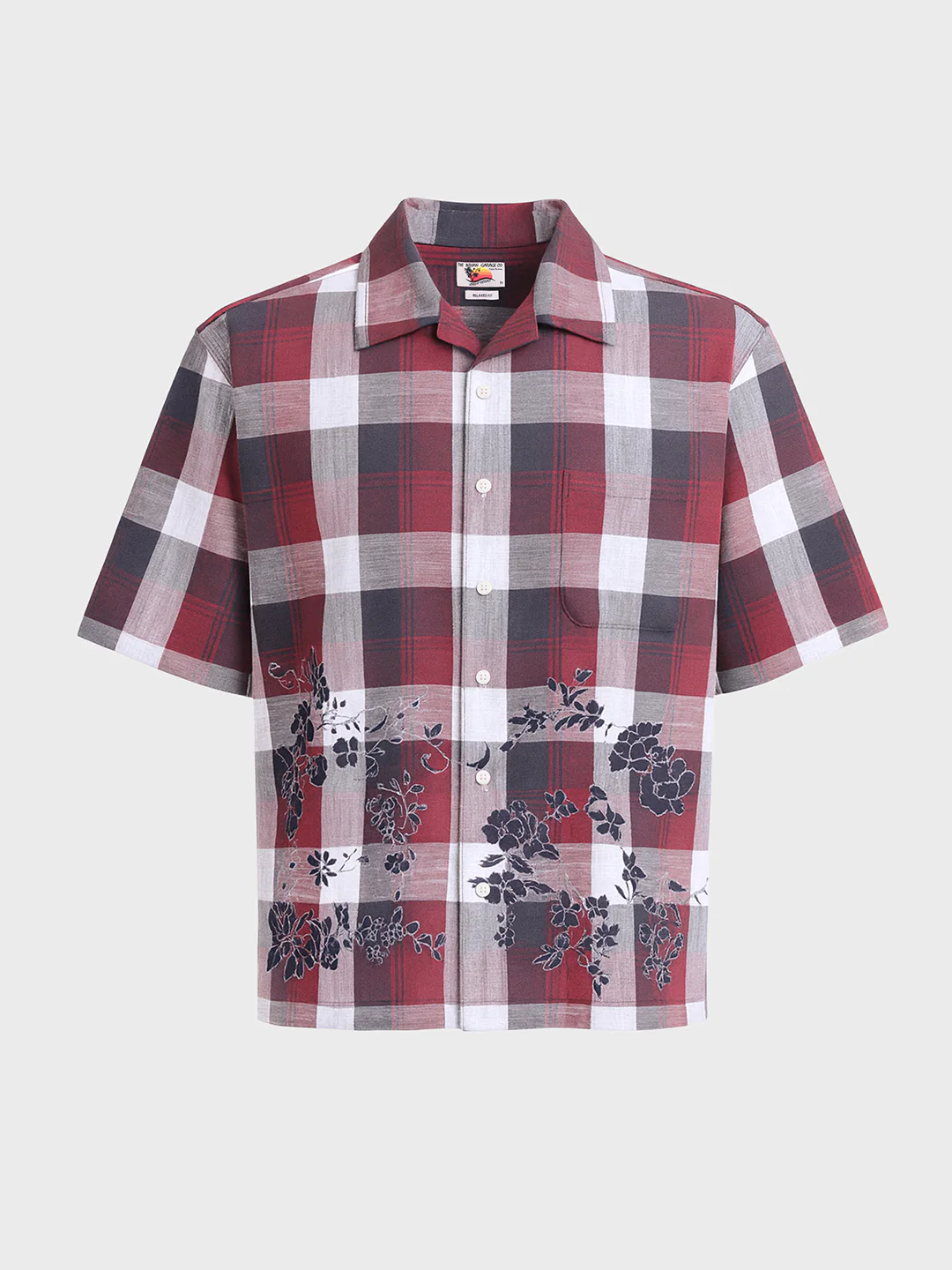 Men's Maroon Oversized Fit Embroidered Resort Wear Shirt - Image 3