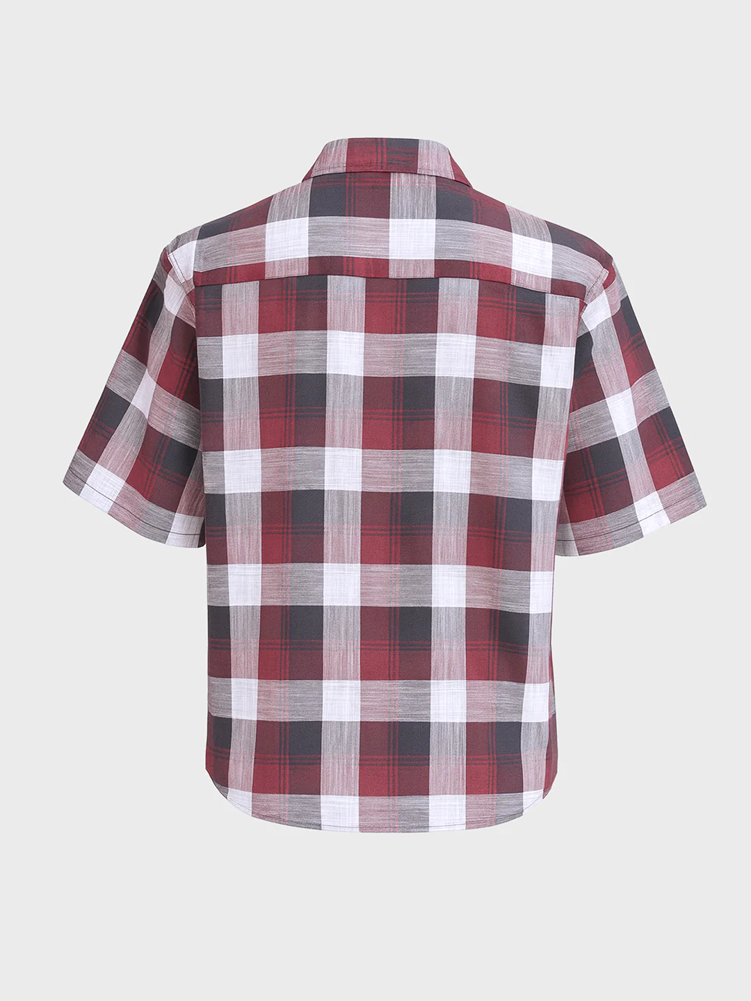 Men's Maroon Oversized Fit Embroidered Resort Wear Shirt - Image 4