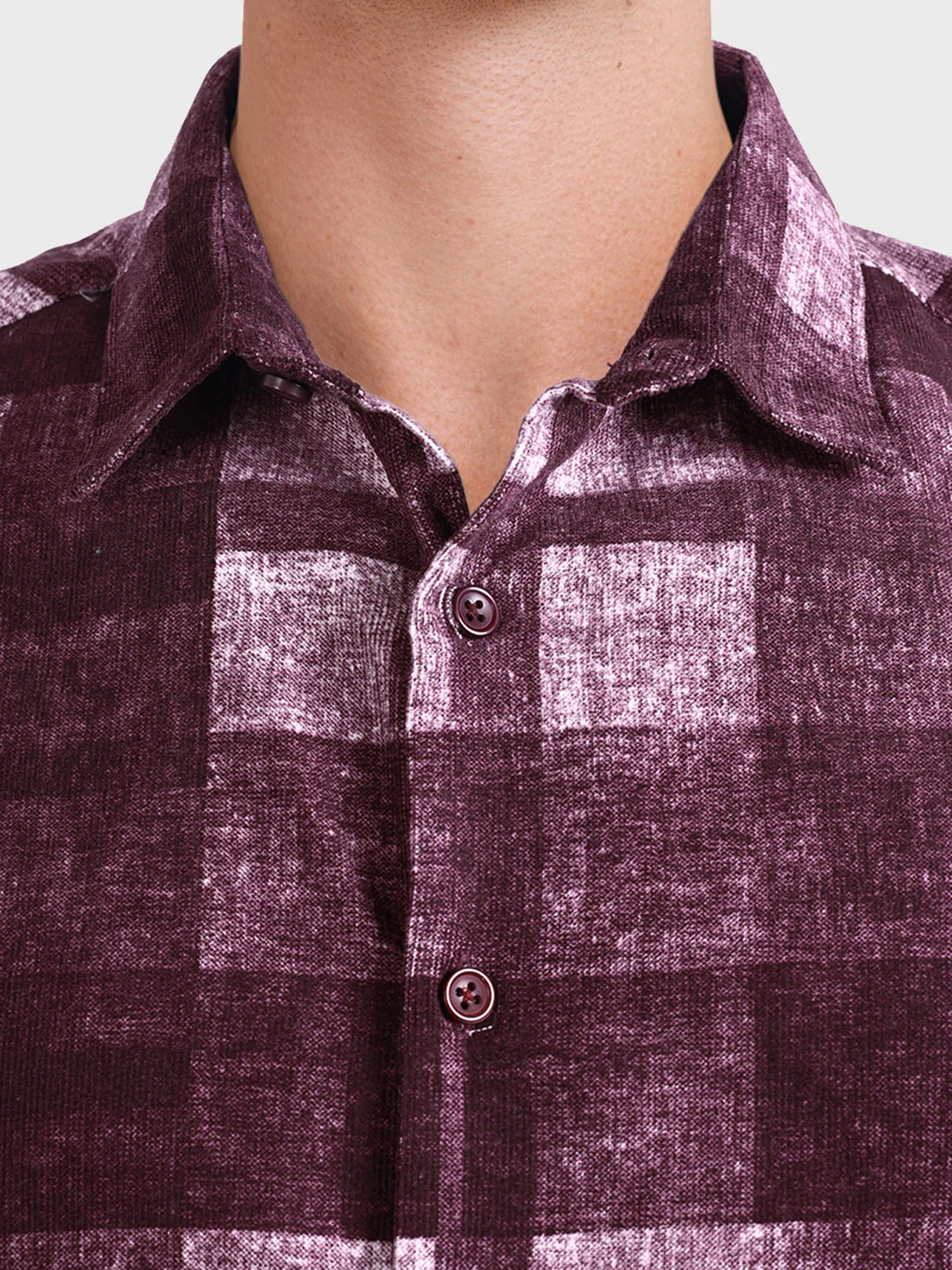 Men's Maroon Regular Fit Checkered Casual Shirt - Image 3