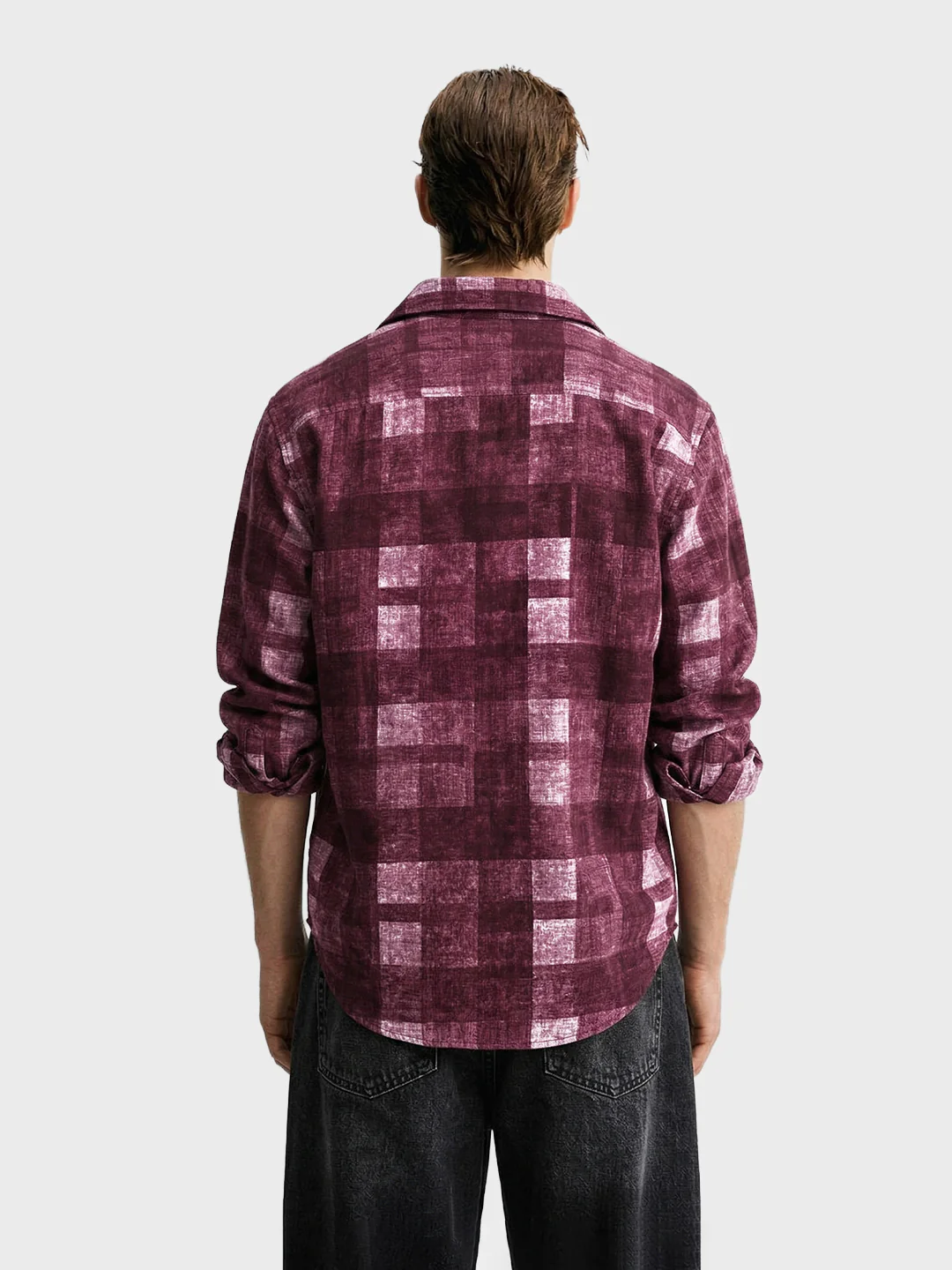 Men's Maroon Regular Fit Checkered Casual Shirt - Image 5