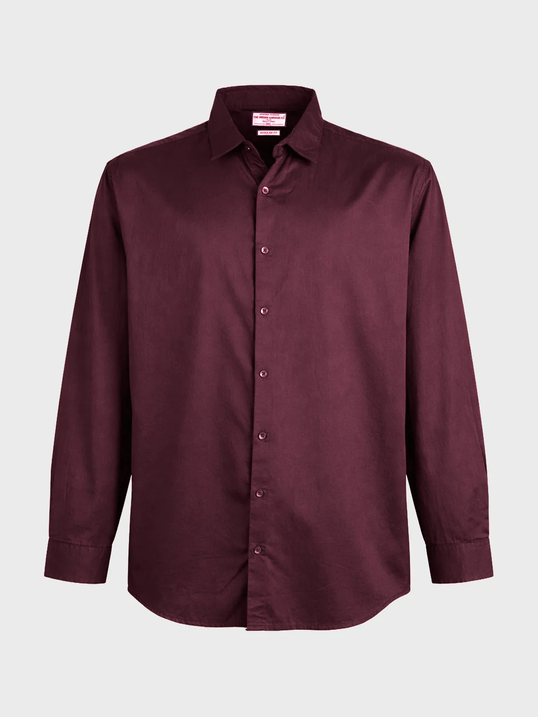 Men's Maroon Regular Fit Solid Casual Shirt - Image 4