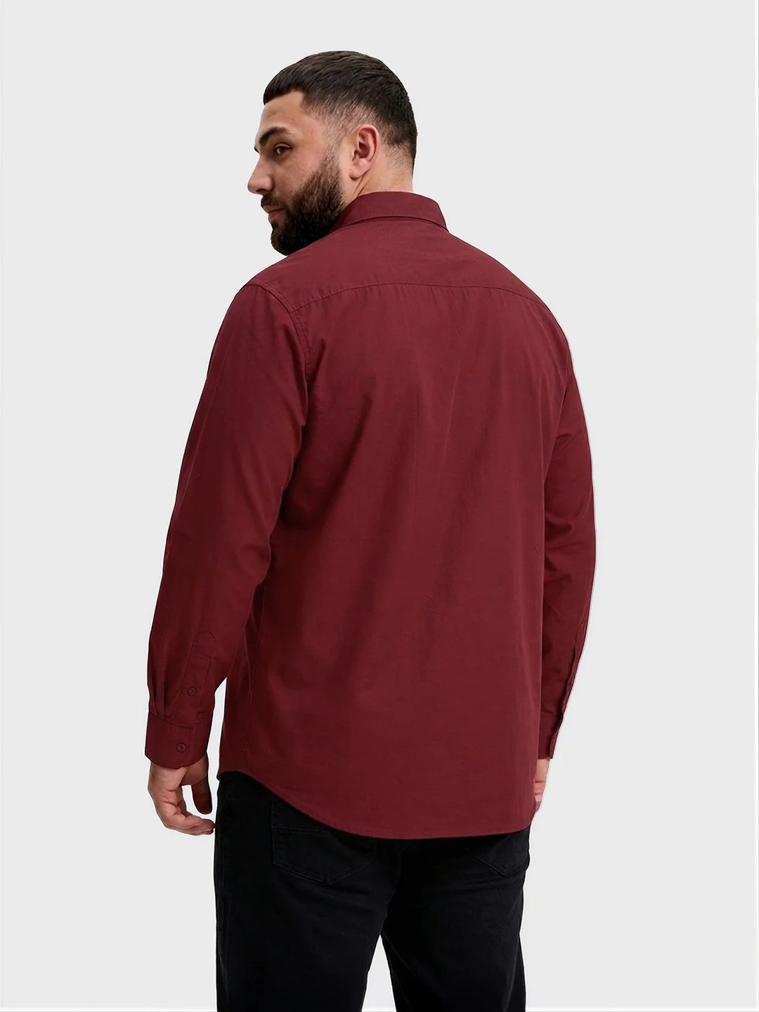 Men's Maroon Regular Fit Solid Casual Shirt - Image 3
