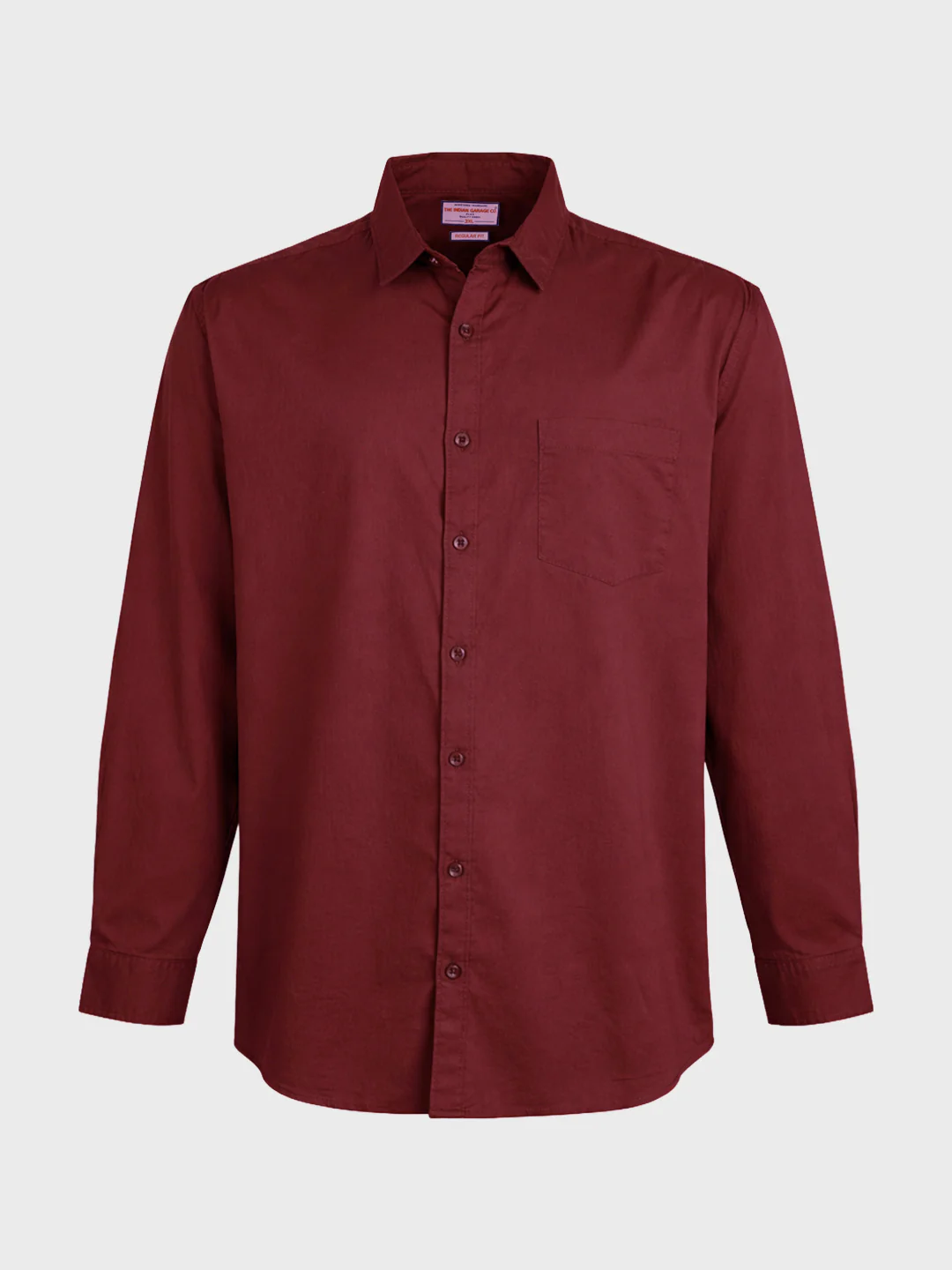 Men's Maroon Regular Fit Solid Casual Shirt - Image 4