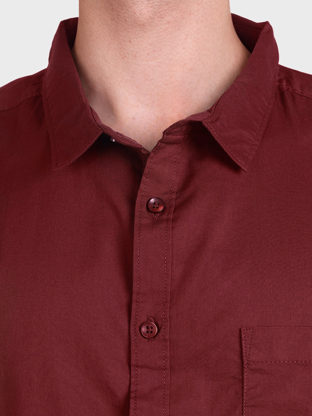 Men's Maroon Regular Fit Solid Casual Shirt - Image 6