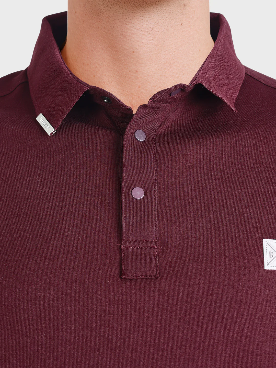Men's Maroon Regular Fit Solid Casual T-Shirts - Image 3