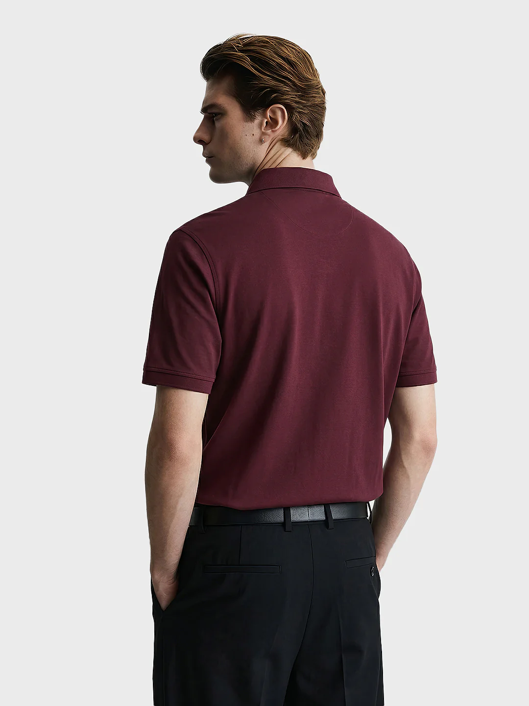 Men's Maroon Regular Fit Solid Casual T-Shirts - Image 5