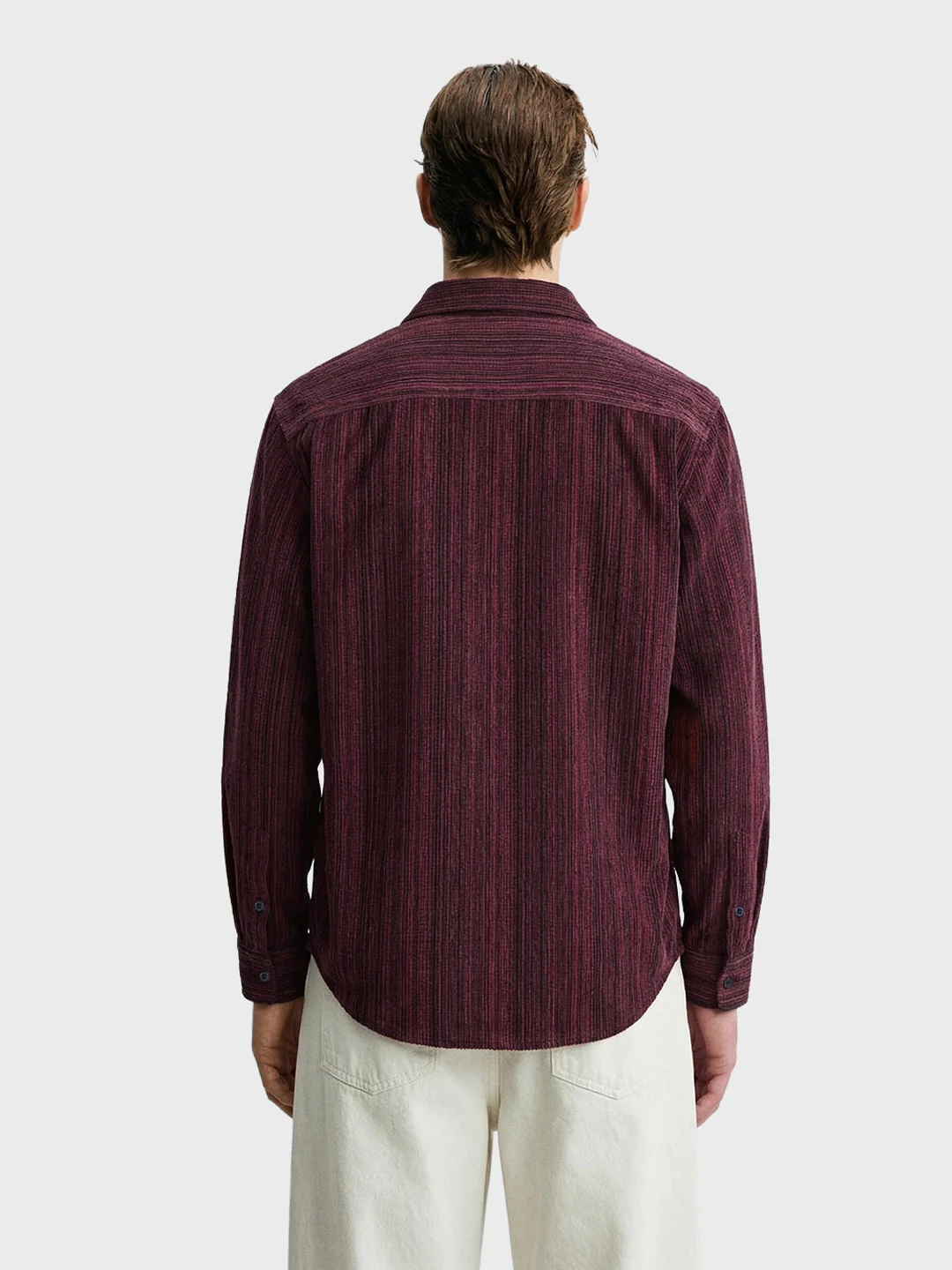 Men's Maroon Regular Fit Striped Casual Shirt - Image 5