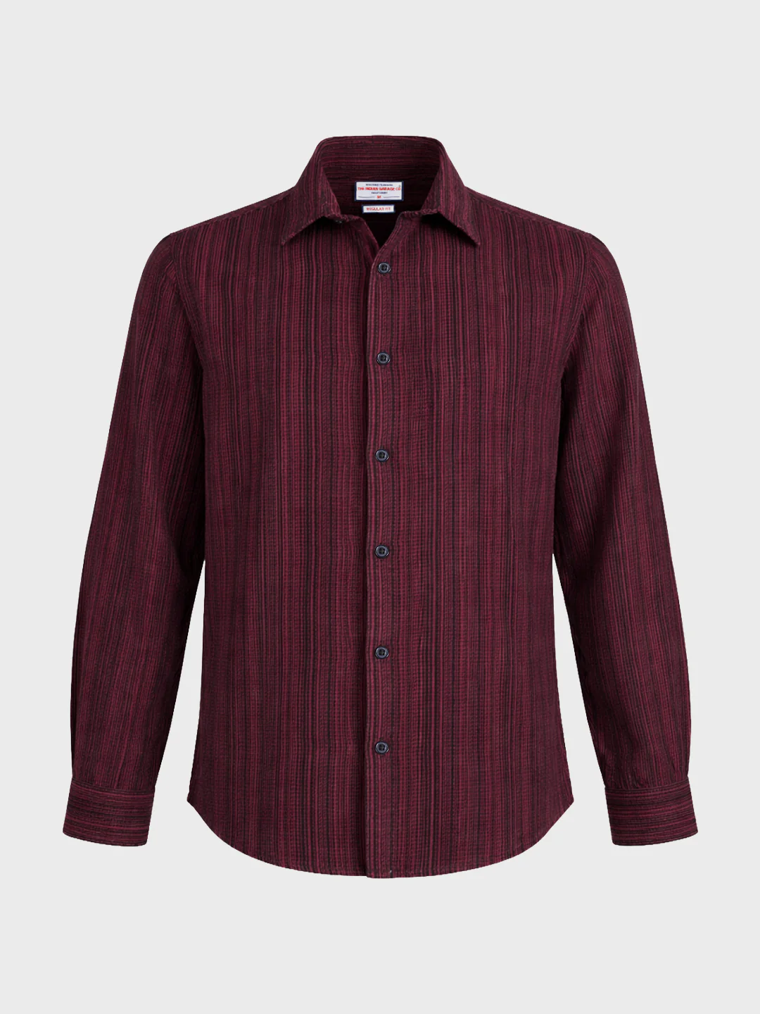 Men's Maroon Regular Fit Striped Casual Shirt - Image 6