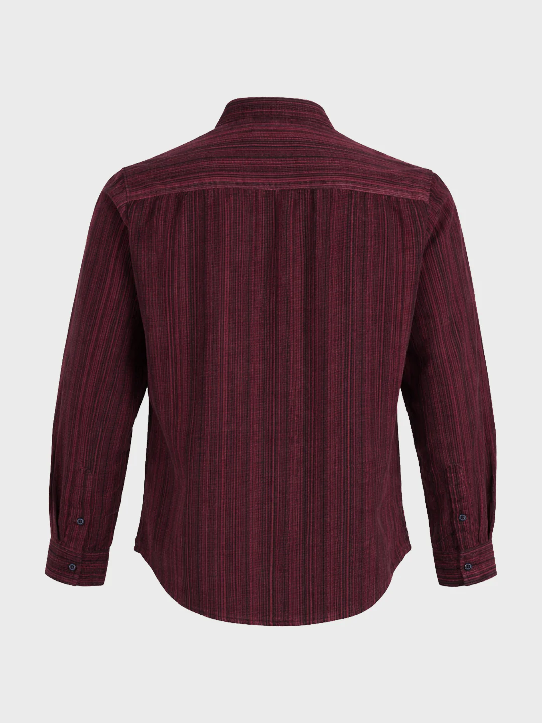 Men's Maroon Regular Fit Striped Casual Shirt - Image 7