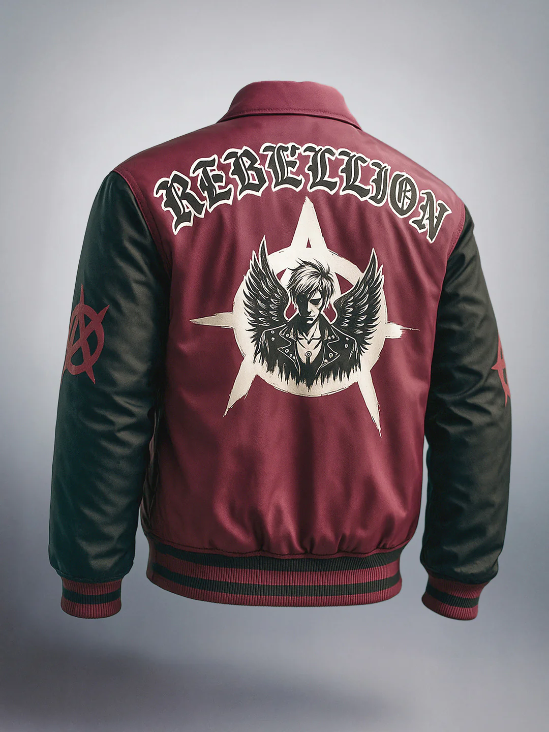 Men's Maroon Relaxed Fit Embroided Casual Jacket - Image 3