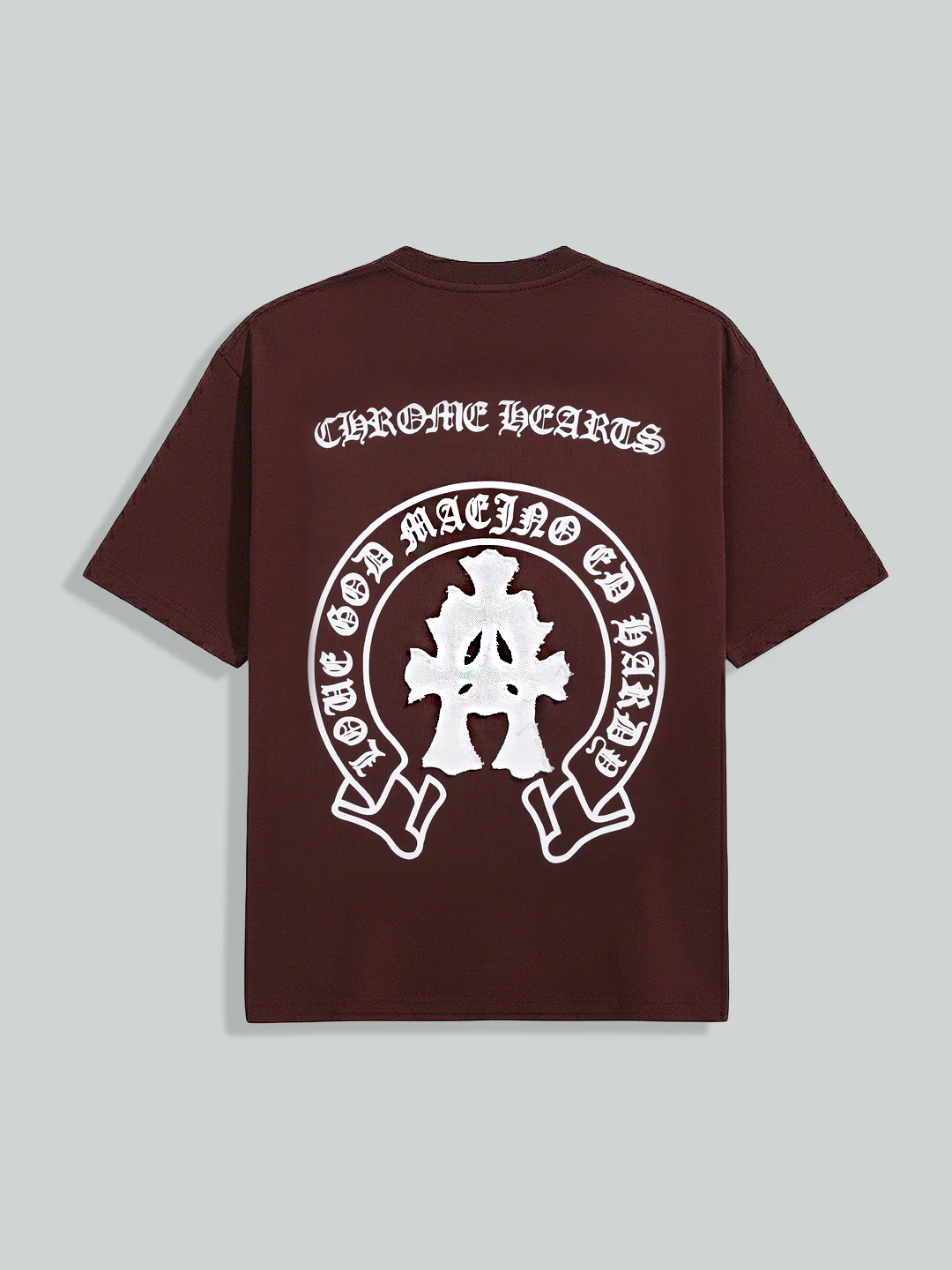 Men's Maroon Relaxed Fit Embroided 240 GSM Casual T-Shirt - Image 6