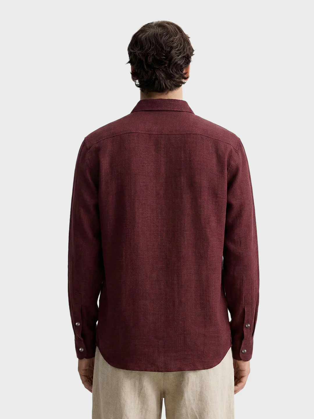 Men's Maroon Relaxed Fit Textured Casual Shirt - Image 2