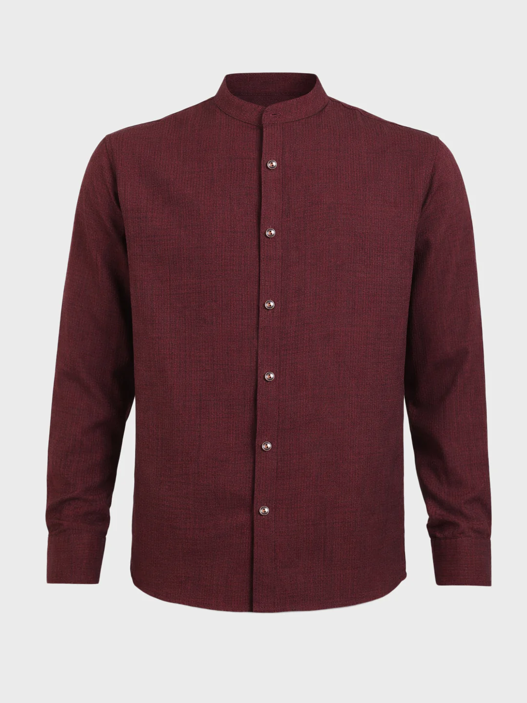 Men's Maroon Relaxed Fit Textured Casual Shirt - Image 3