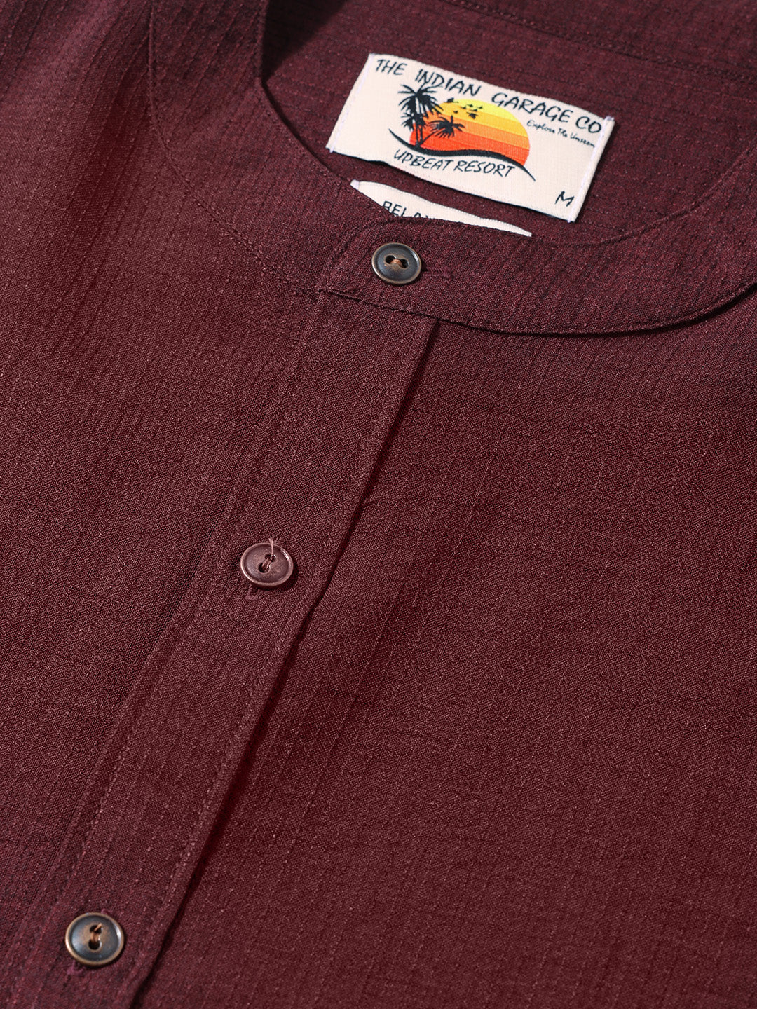 Men's Maroon Relaxed Fit Textured Casual Shirt - Image 5