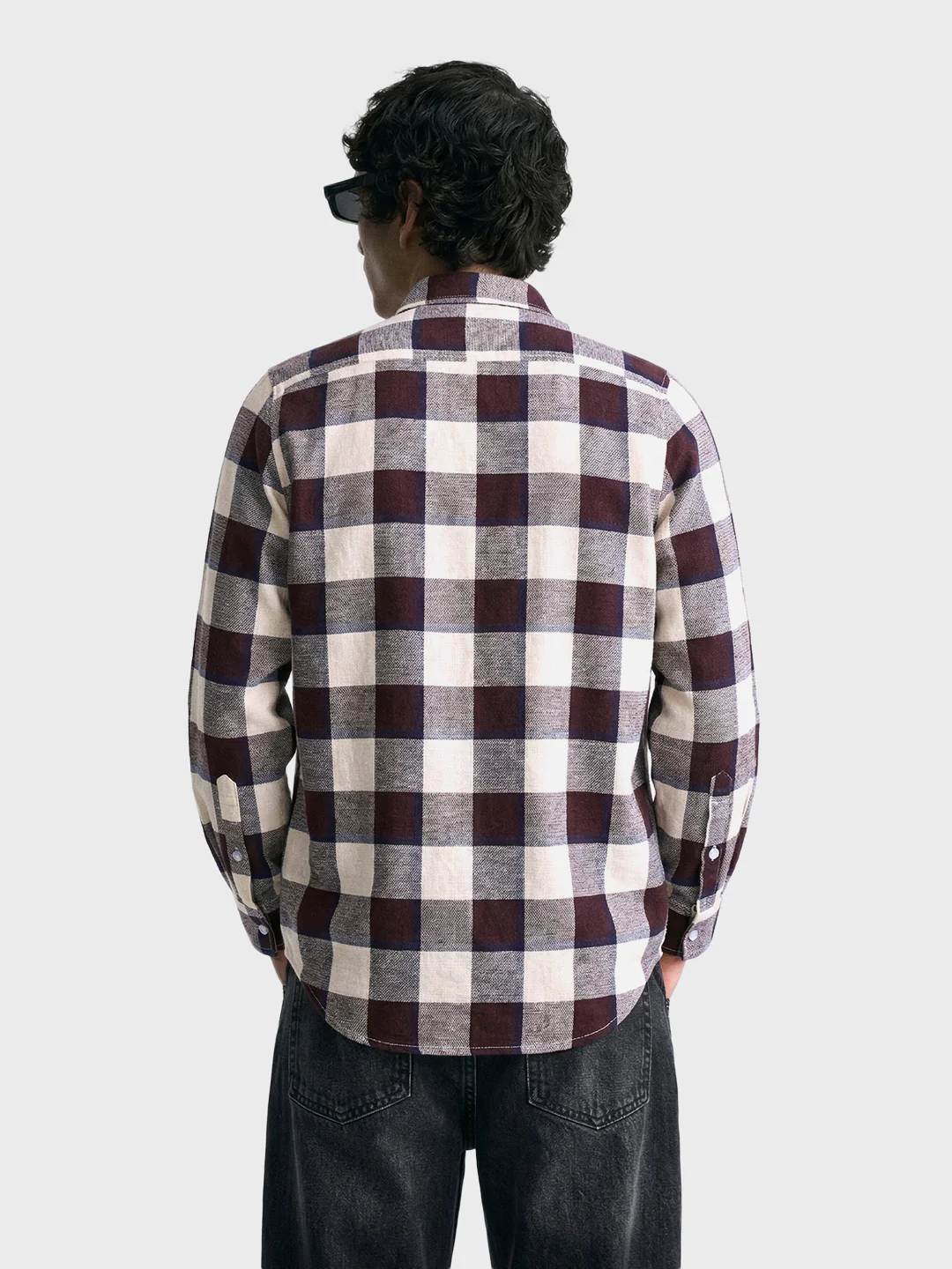 Men's Maroon Slim Fit Checked Casual Shirt - Image 5