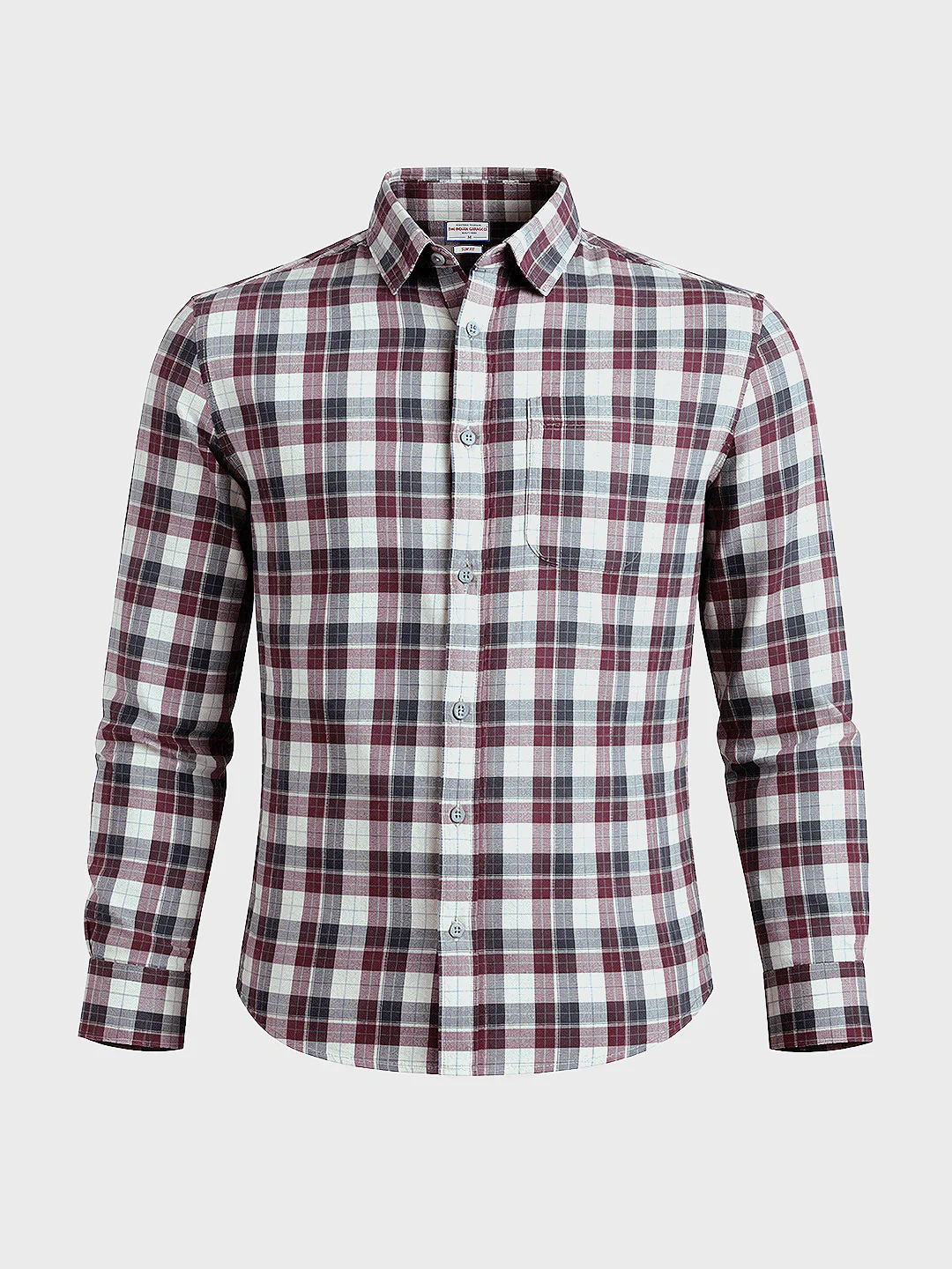 Men's Maroon Slim Fit Checkered Casual Shirt - Image 5