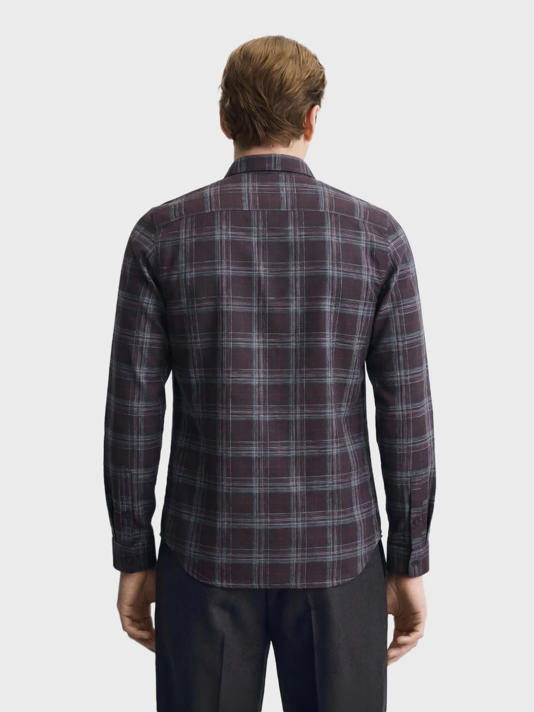 Men's Maroon Slim Fit Checked Casual Shirt - Image 5