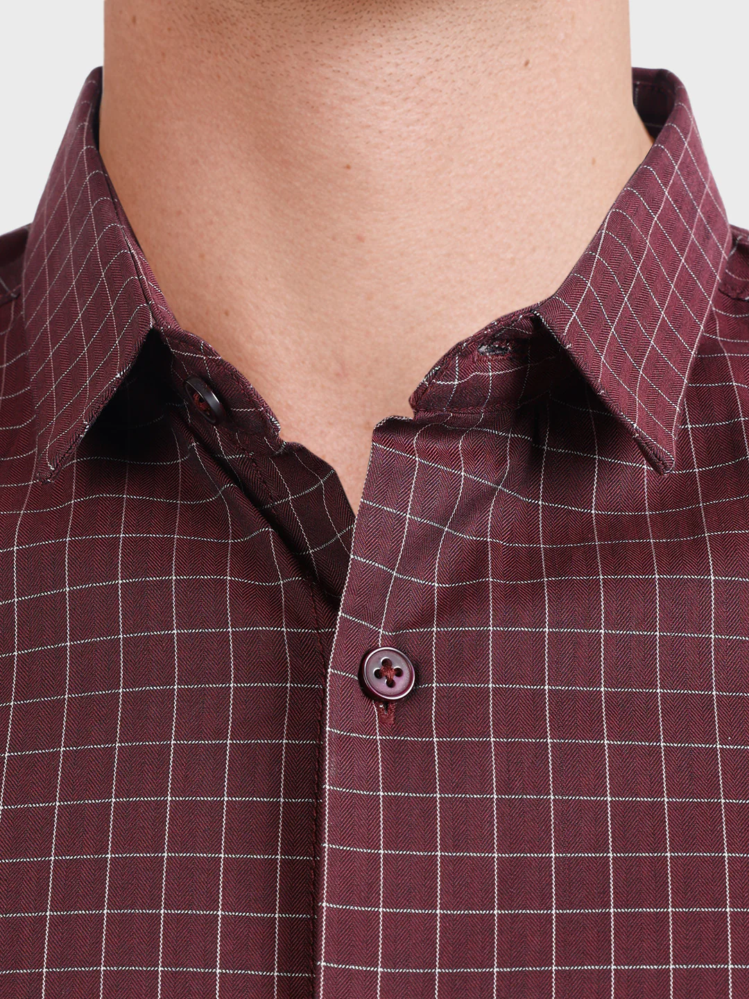 Men's Maroon Slim Fit Checked Casual Shirt - Image 7