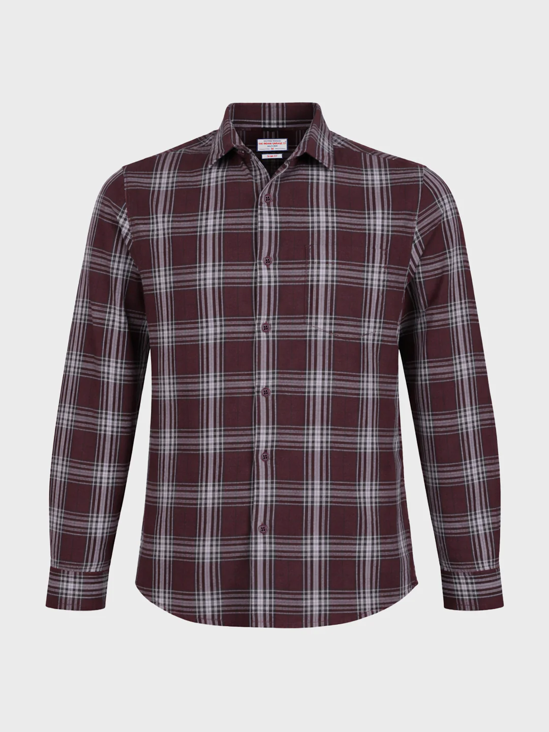 Men's Maroon Slim Fit Checkered Casual Shirt - Image 6