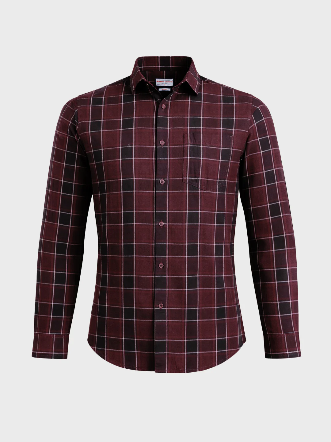 Men's Maroon Slim Fit Checkered Casual Shirt - Image 5