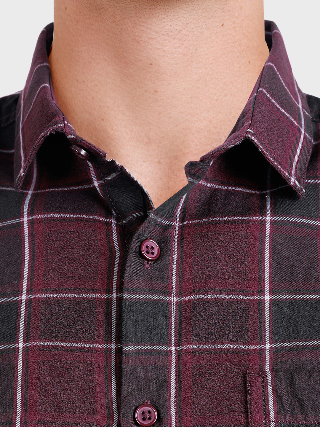 Men's Maroon Slim Fit Checkered Casual Shirt - Image 7