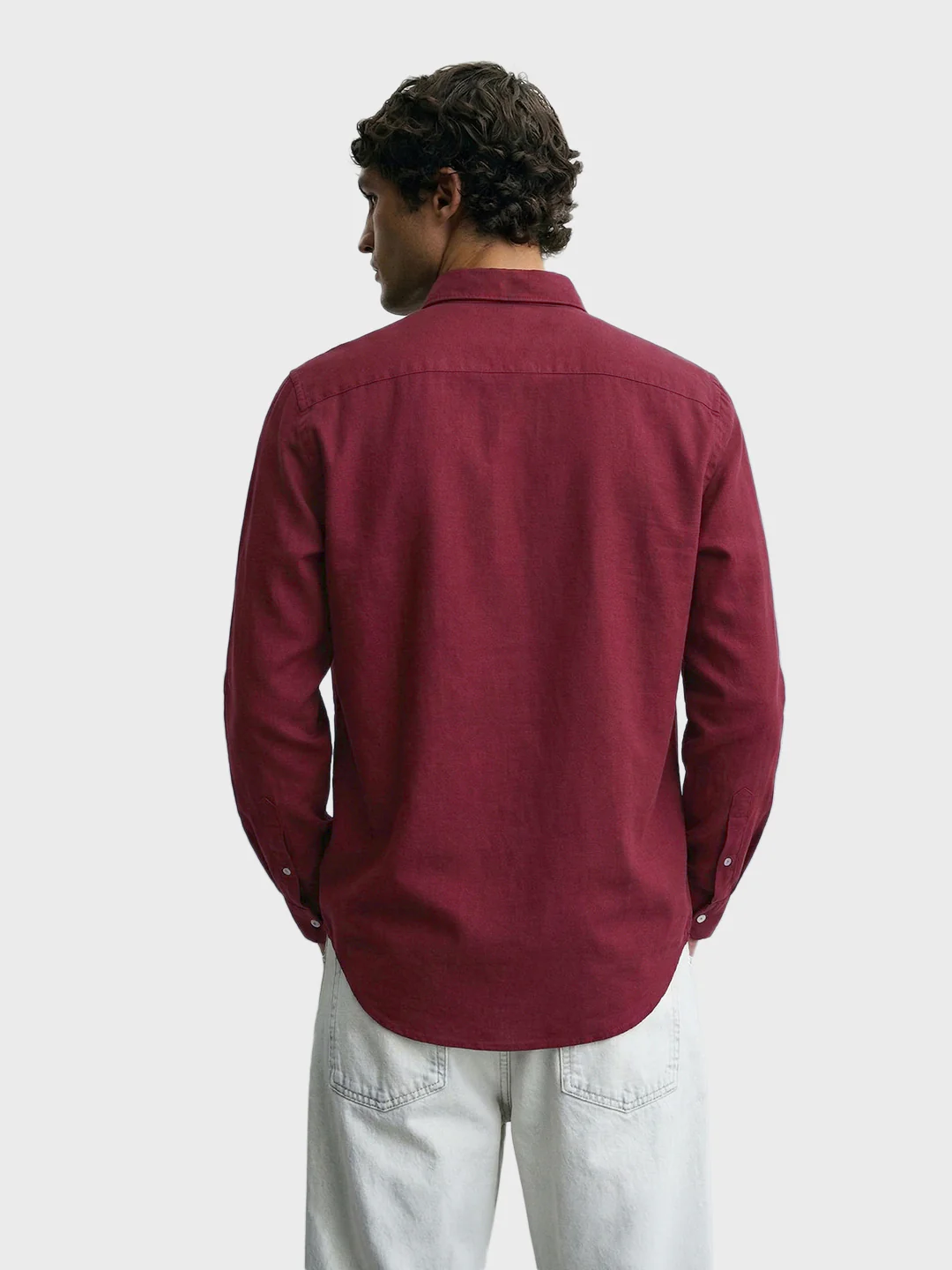 Men's Maroon Slim Fit Solid Casual Shirt - Image 4