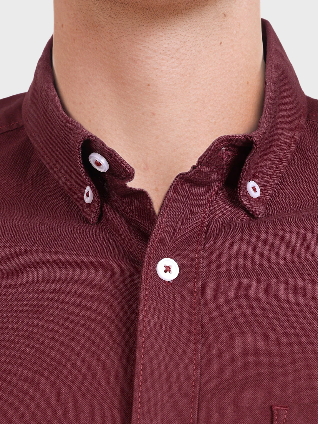 Men's Maroon Slim Fit Solid Casual Shirt - Image 7