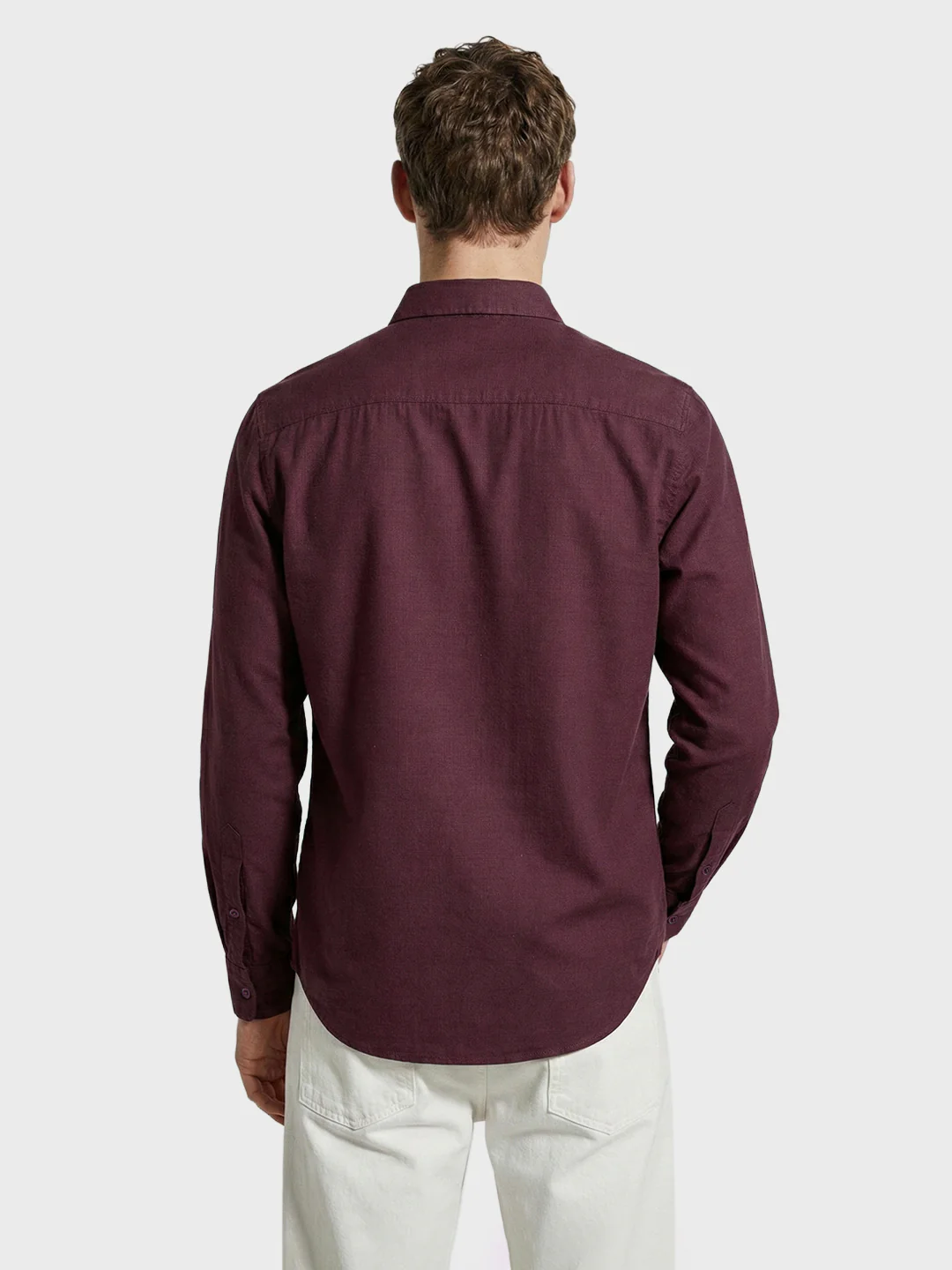 Men's Maroon Slim Fit Solid Casual Shirt - Image 3