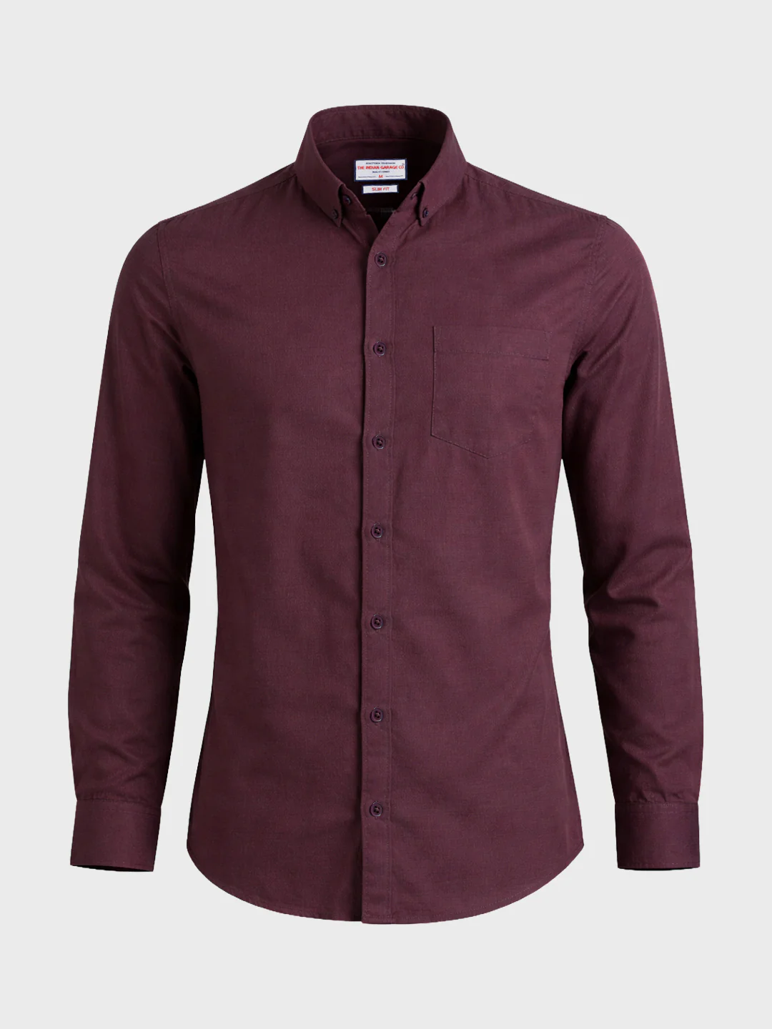 Men's Maroon Slim Fit Solid Casual Shirt - Image 4