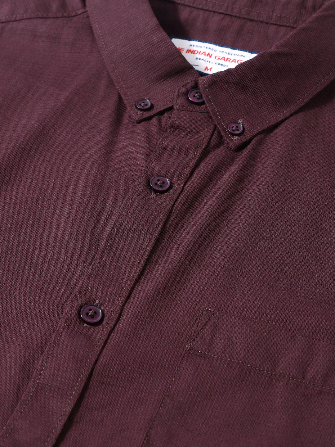 Men's Maroon Slim Fit Solid Casual Shirt - Image 6
