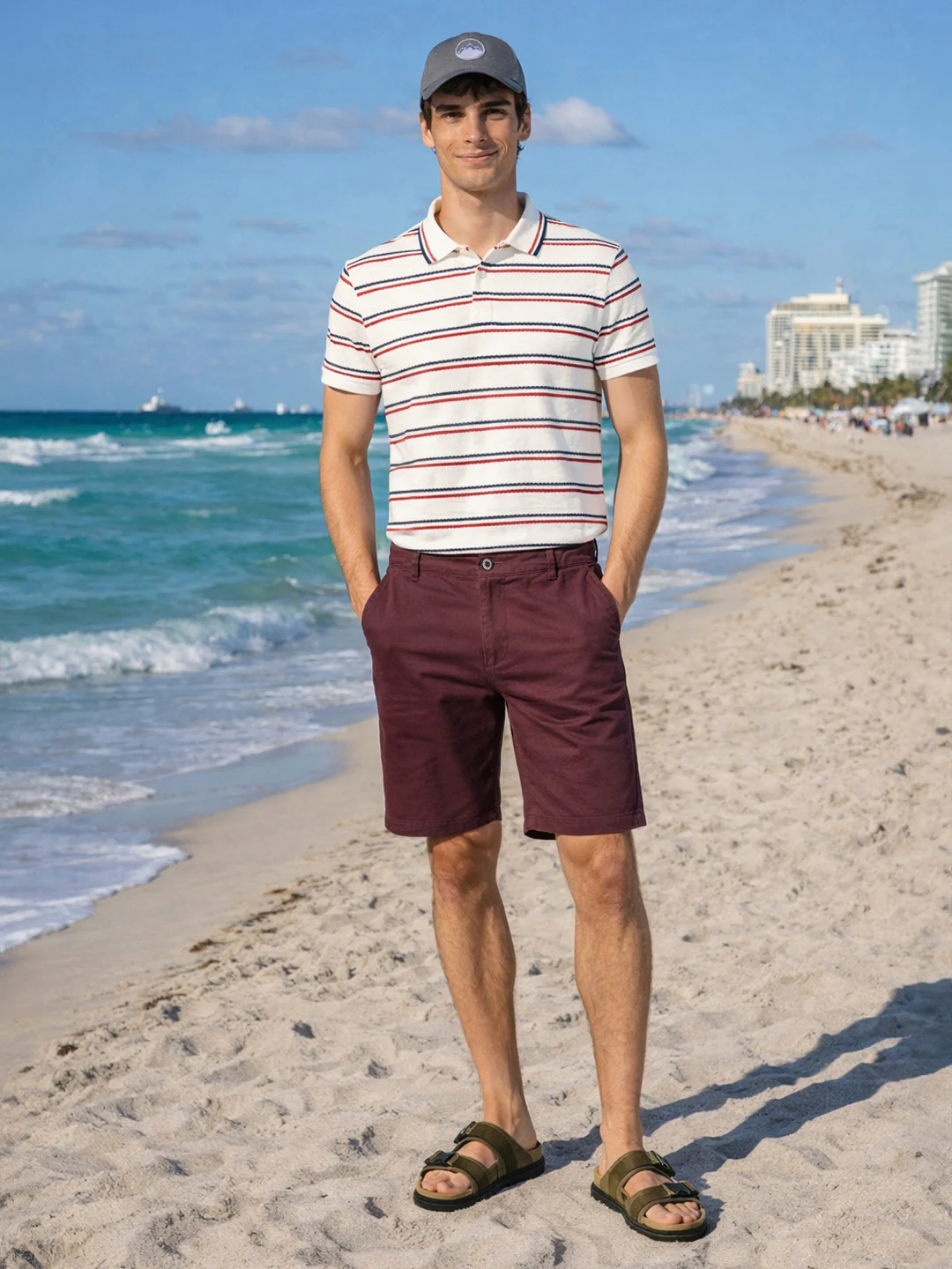 Men's Maroon Slim Fit Solid Casual Short - Image 3