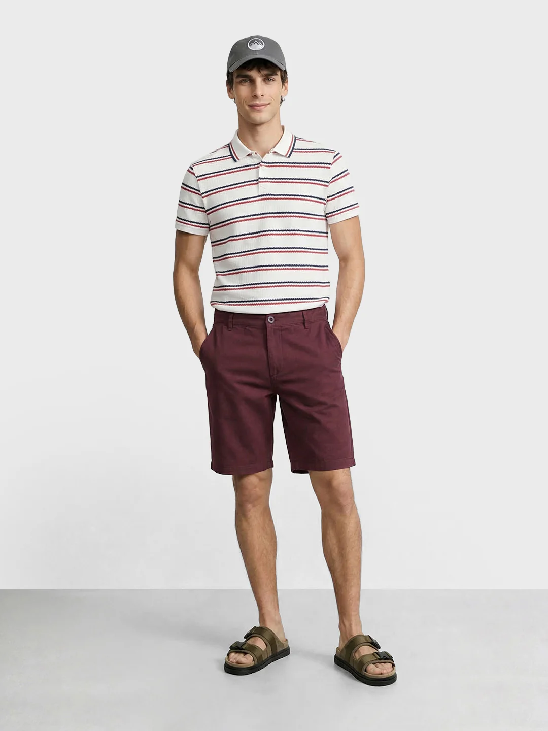 Men's Maroon Slim Fit Solid Casual Short - Image 5