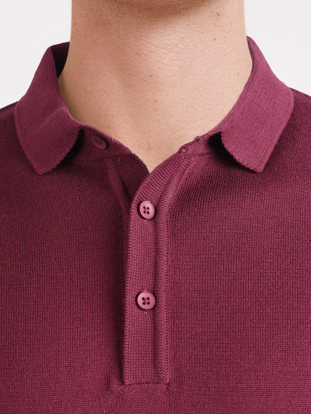 Men's Maroon Slim Fit Solid Casual T-Shirt - Image 3