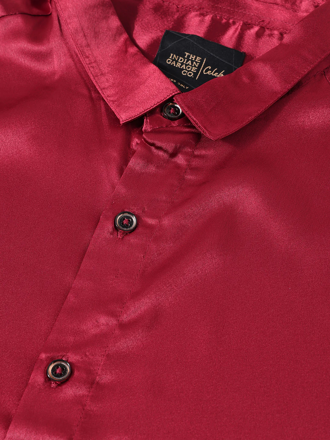 Men's Maroon Slim Fit Solid Party Wear Shirt - Image 3