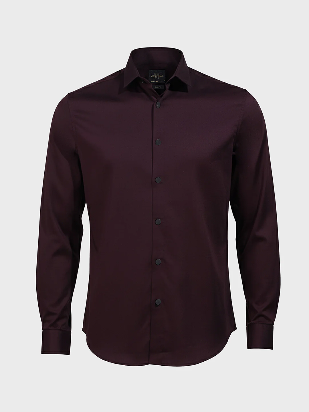 Men's Maroon Slim Fit Solid Party Wear Shirt - Image 4