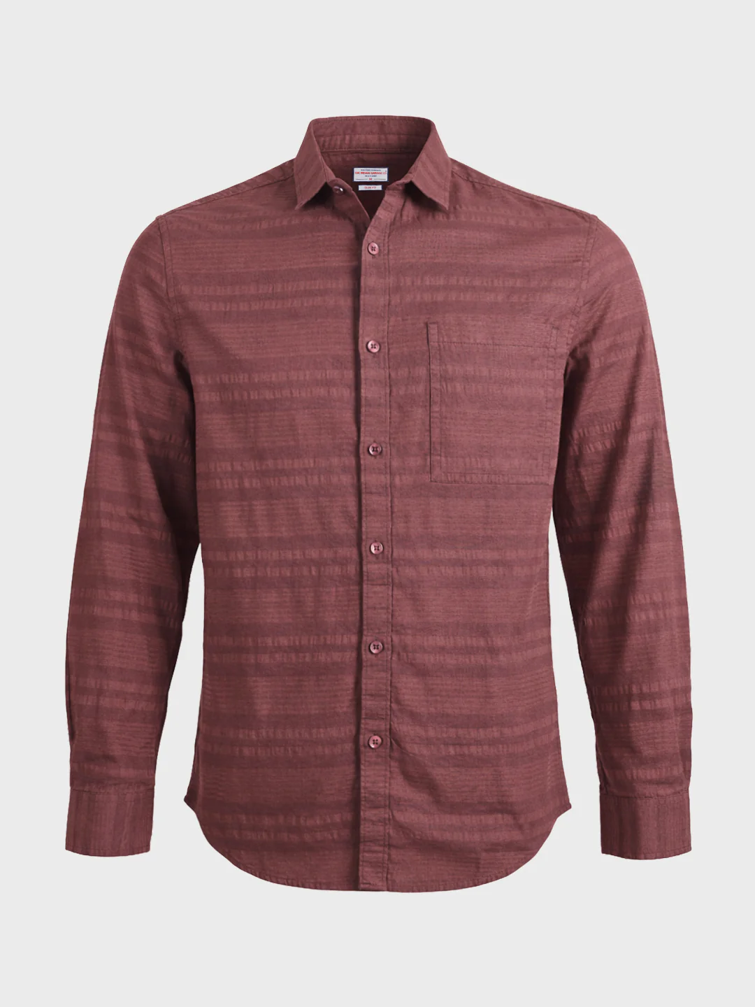 Men's Maroon Slim Fit Striped Casual Shirt - Image 6