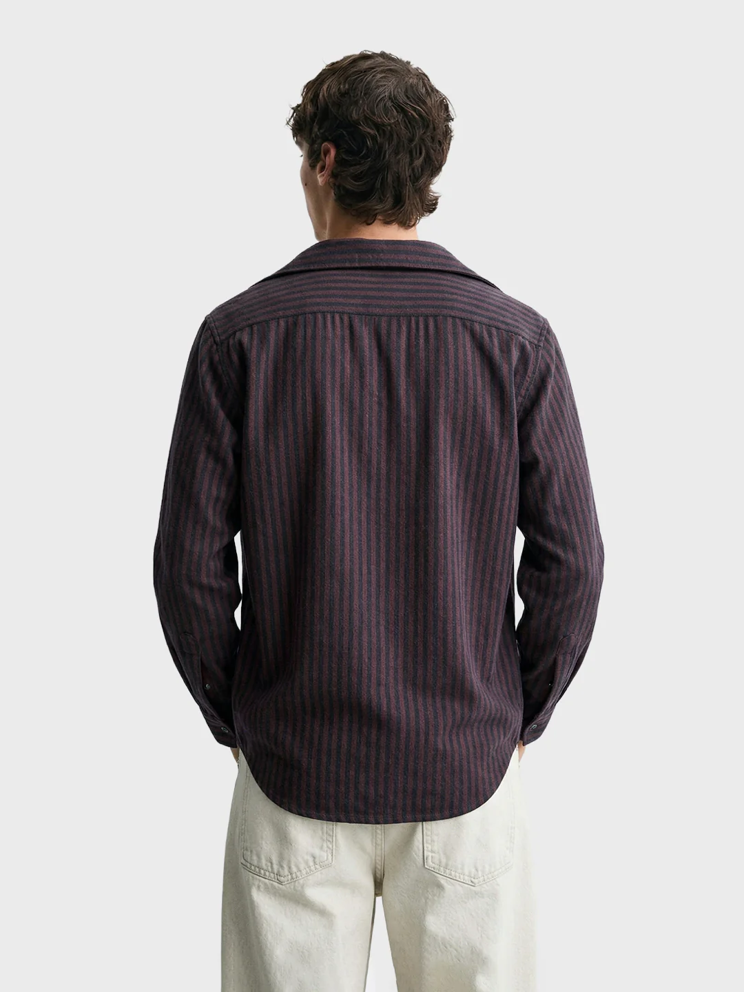 Men's Maroon Slim Fit Striped Casual Shirt - Image 5