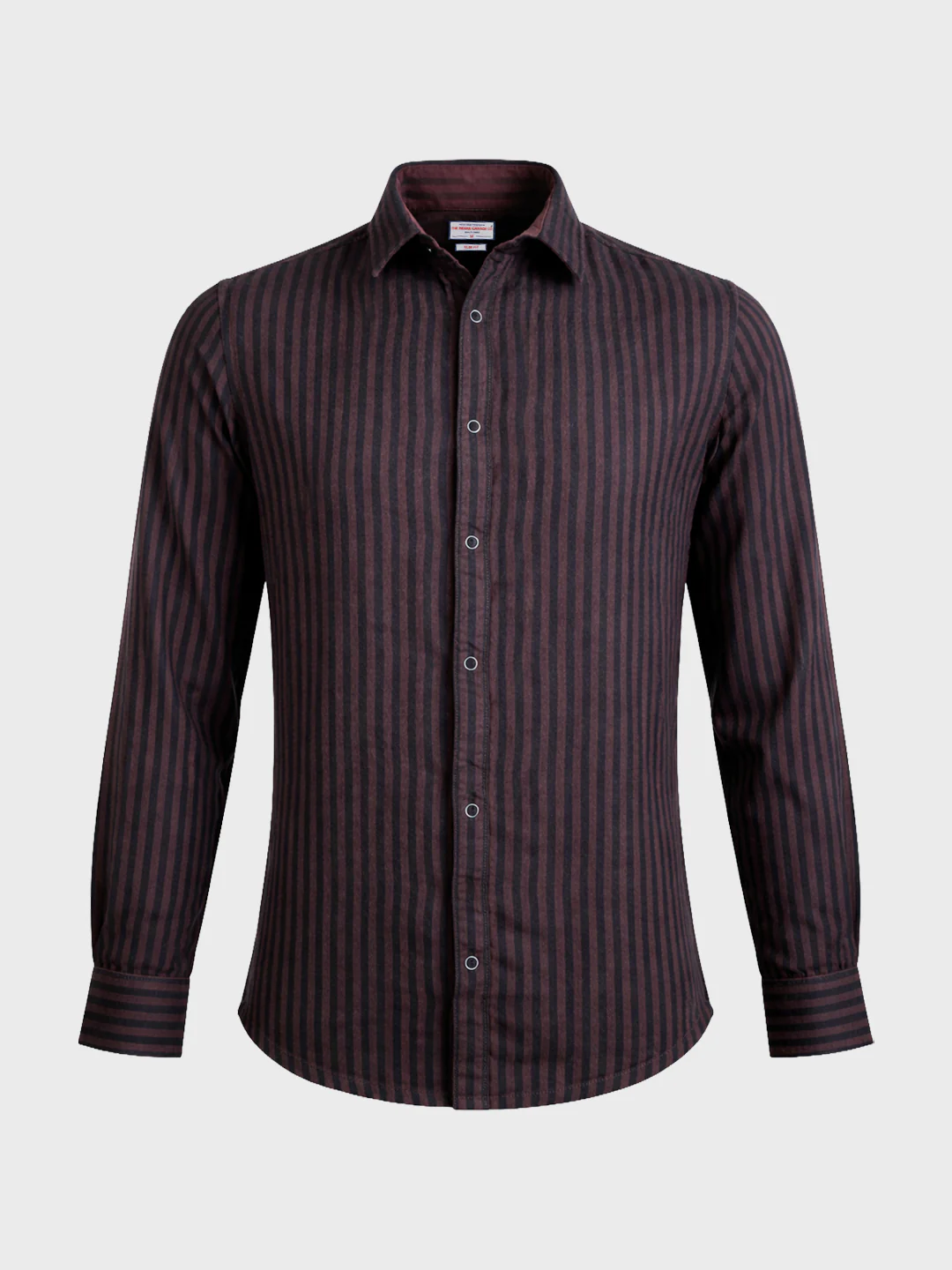 Men's Maroon Slim Fit Striped Casual Shirt - Image 6